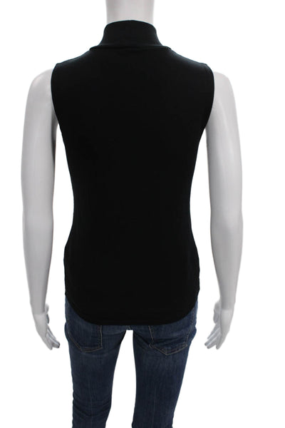J Crew Women Basic Black Cotton Mock Neck Sleeveless Tank Size XS