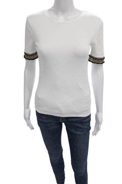 Zara Women Basic White Short Sleeve T-Shirt Round Neck Polyester Size S
