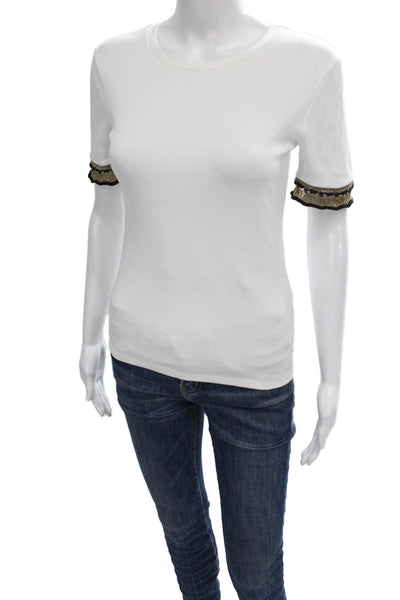 Zara Women Basic White Short Sleeve T-Shirt Round Neck Polyester Size S