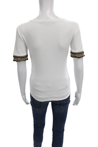 Zara Women Basic White Short Sleeve T-Shirt Round Neck Polyester Size S