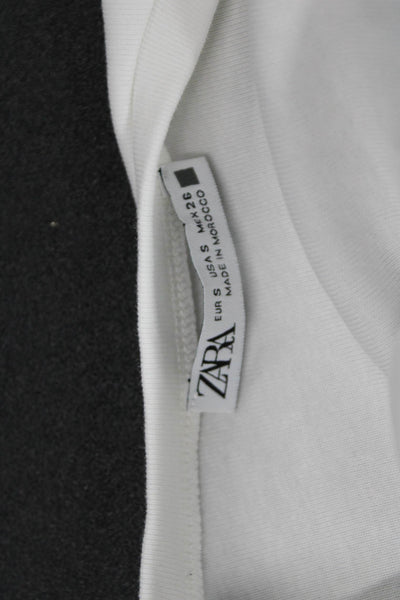 Zara Women Basic White Short Sleeve T-Shirt Round Neck Polyester Size S