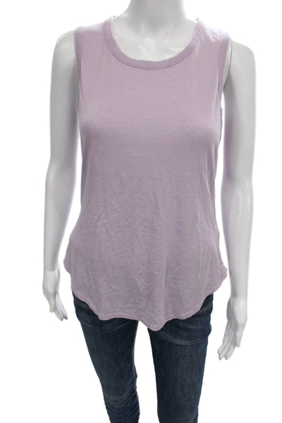 Chaser Women Basic Tank Purple Scoop Neck Sleeveless Cotton Blend Size S