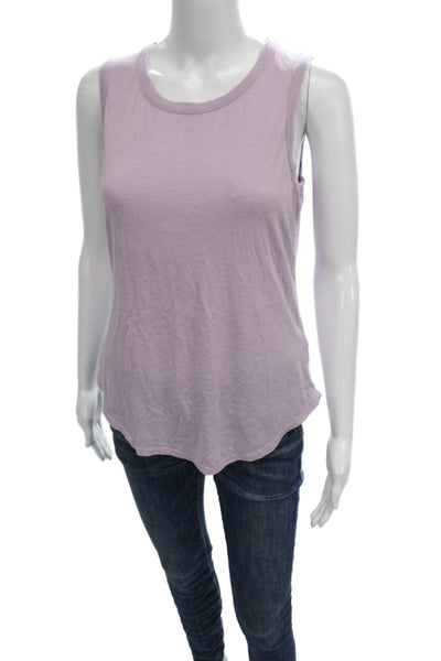 Chaser Women Basic Tank Purple Scoop Neck Sleeveless Cotton Blend Size S