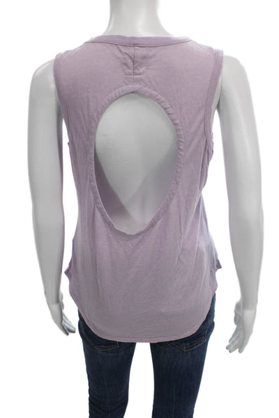 Chaser Women Basic Tank Purple Scoop Neck Sleeveless Cotton Blend Size S