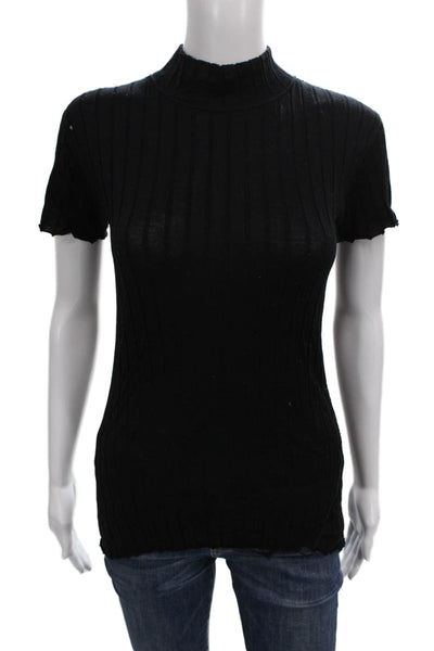 Rag & Bone Jean Womens Basic Mock Neck Short Sleeve Black T-Shirt Size M