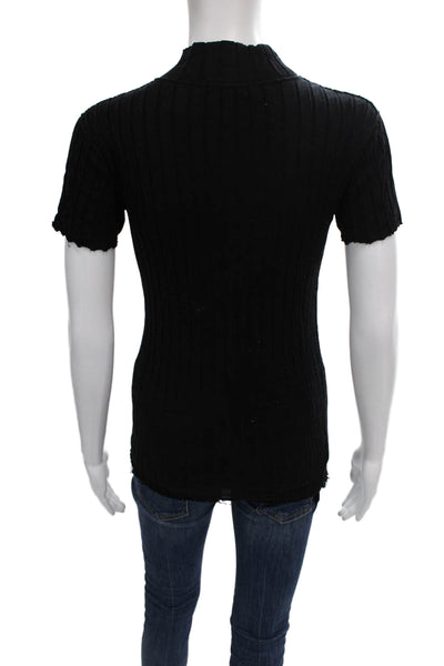 Rag & Bone Jean Womens Basic Mock Neck Short Sleeve Black T-Shirt Size M