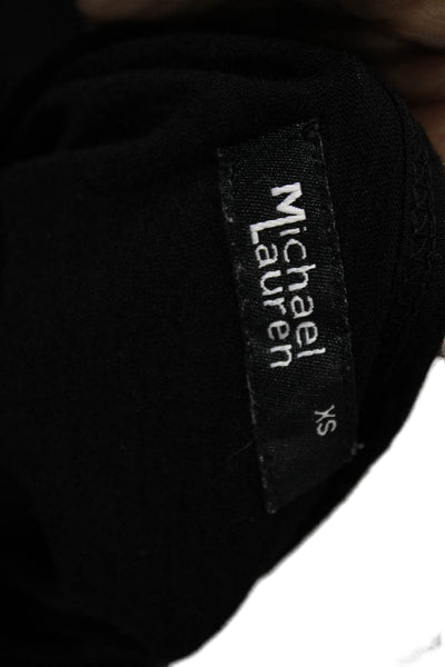 Michael Lauren Women Black Henley Cotton T-Shirt Short Sleeve Button Size XS