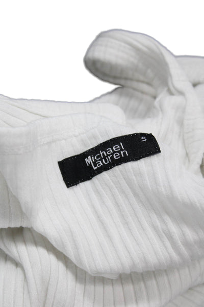 Michael Lauren Women Basic Henley Sleeveless Tank White Size S