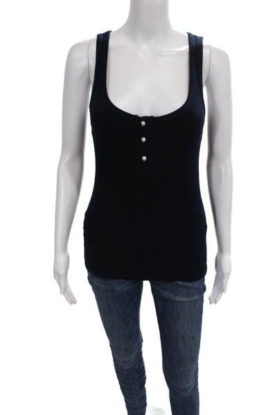 Michael Lauren Womens Rayon Henley Sleeveless Tank Blue Size XS
