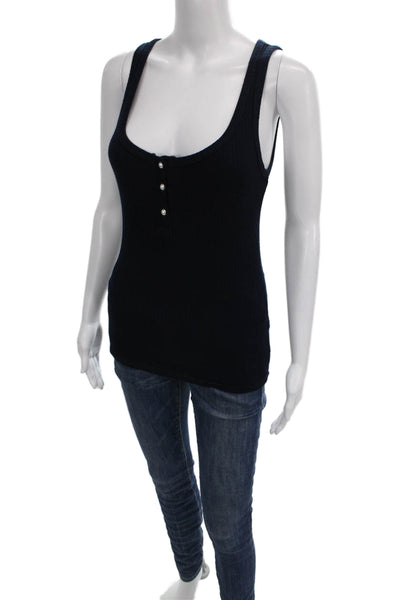 Michael Lauren Womens Rayon Henley Sleeveless Tank Blue Size XS