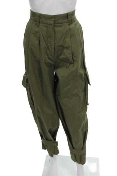 COS Women Cargo Pants Green Cotton Button Size 4
