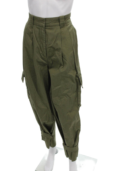 COS Women Cargo Pants Green Cotton Button Size 4