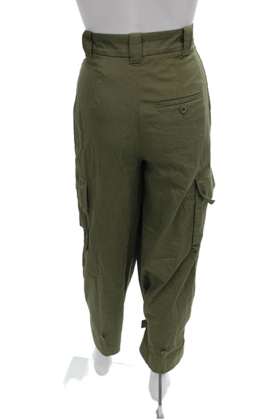 COS Women Cargo Pants Green Cotton Button Size 4