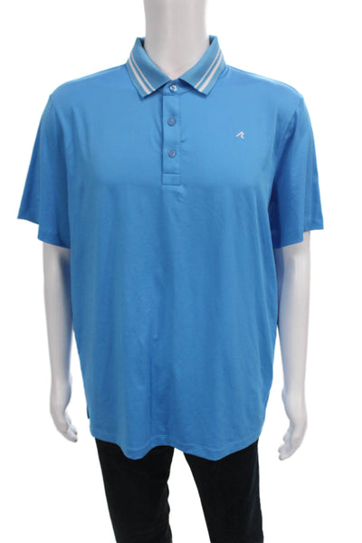 Redvanly Mens Short Sleeve Collared Lightweight Knit Polo Shirt Blue Size XL