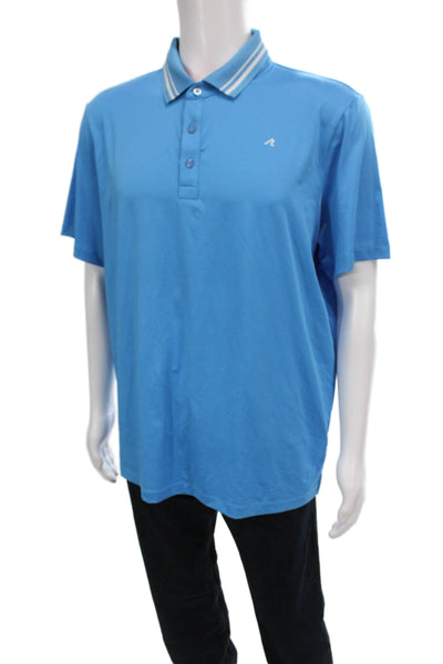 Redvanly Mens Short Sleeve Collared Lightweight Knit Polo Shirt Blue Size XL