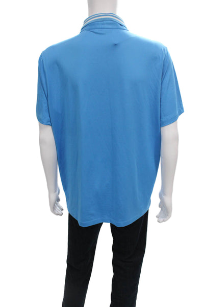 Redvanly Mens Short Sleeve Collared Lightweight Knit Polo Shirt Blue Size XL