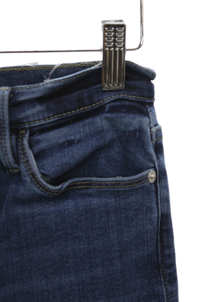 Frame Women Blue Flared Jeans Mid Rise Button Cotton Blend Size 27