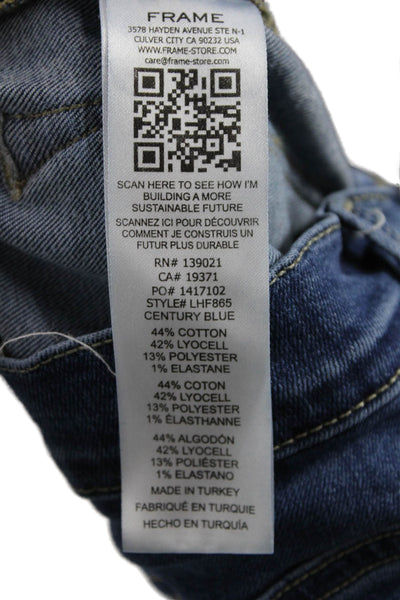 Frame Women Blue Flared Jeans Mid Rise Button Cotton Blend Size 27