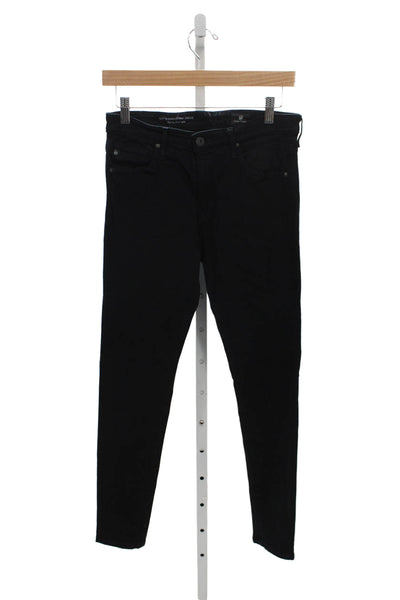AG Adriano Goldschmied Women Skinny Black Jeans Viscose Button Size 27