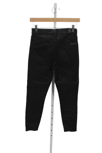 7 For All Mankind Womens Ankle Black Cotton Jeans Size 27