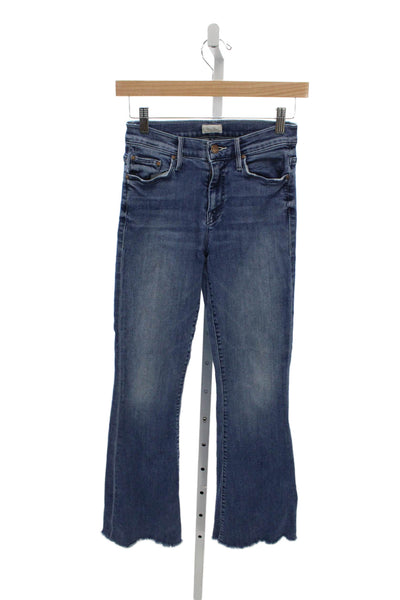 Mother Women Flared Jeans Blue Button Fly Cotton Blend Inseam 30 Size 25
