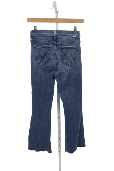 Mother Women Flared Jeans Blue Button Fly Cotton Blend Inseam 30 Size 25