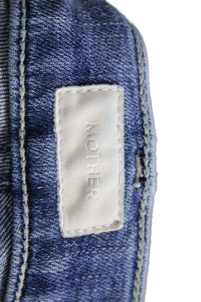 Mother Women Flared Jeans Blue Button Fly Cotton Blend Inseam 30 Size 25