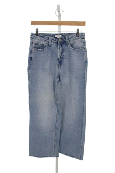 BP. Womens Wide-Leg Jeans Blue High Rise Cotton Button Size 27