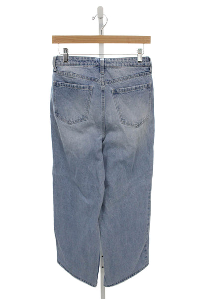 BP. Womens Wide-Leg Jeans Blue High Rise Cotton Button Size 27