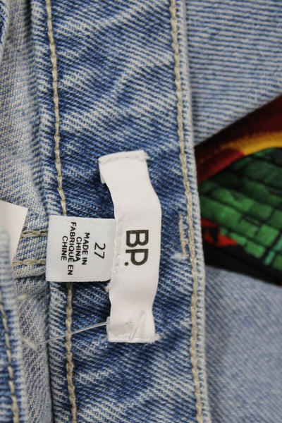 BP. Womens Wide-Leg Jeans Blue High Rise Cotton Button Size 27