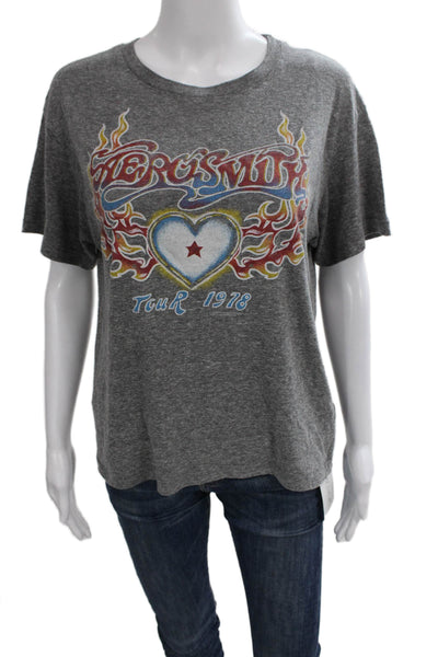 Daydreamer Women Basic Gray Crew Neck Polyester Short Sleeve T-Shirt Size S