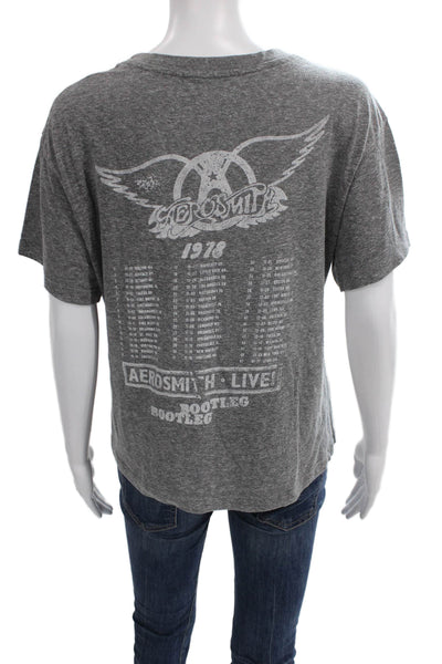 Daydreamer Women Basic Gray Crew Neck Polyester Short Sleeve T-Shirt Size S