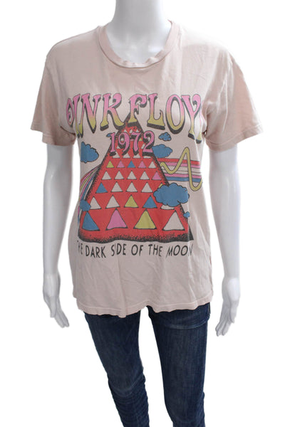 Daydreamer Womens Casual Graphic Cotton T Shirt Beige Short Sleeve Size S