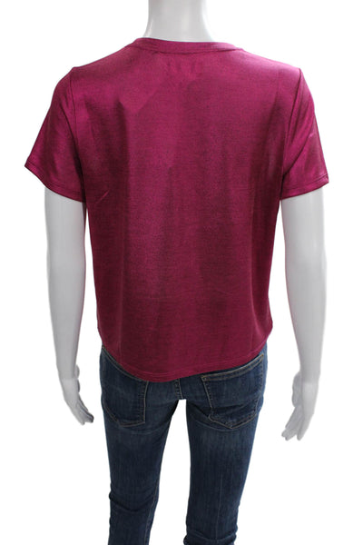 Porridge Anthropologie Women Basic Pink Crew Neck Short Sleeve T-Shirt Size S