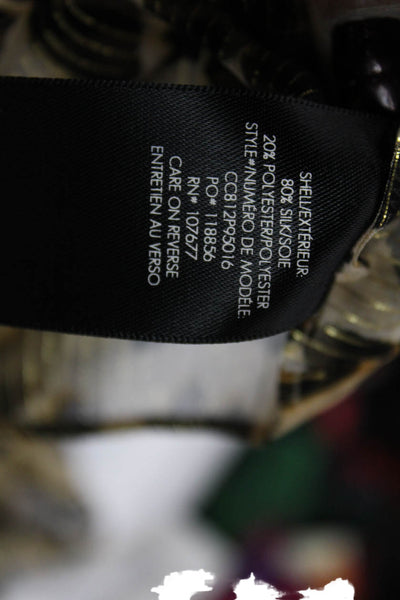 Alice + Olivia Women Tunic Blouse Leopard Silk Long Sleeve Round Neck Size S