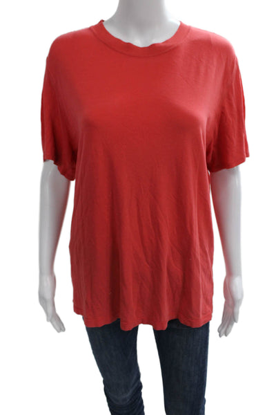 Lululemon Women Red Basic T-Shirt Short Sleeve Crew Neck Polyester Blend Size 8