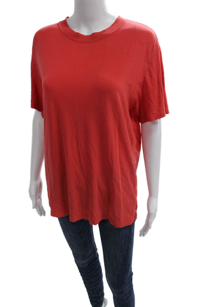 Lululemon Women Red Basic T-Shirt Short Sleeve Crew Neck Polyester Blend Size 8