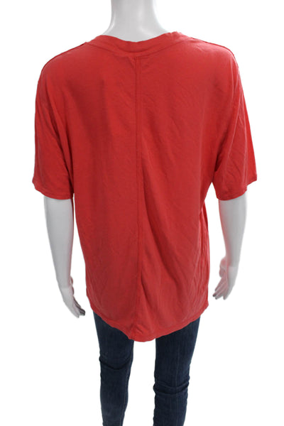 Lululemon Women Red Basic T-Shirt Short Sleeve Crew Neck Polyester Blend Size 8
