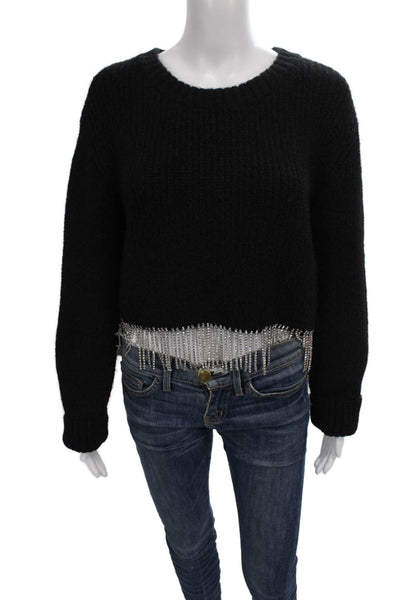 ASTR Women Pullover Sweater Black Crew Neck Long Sleeve Polyester Size M