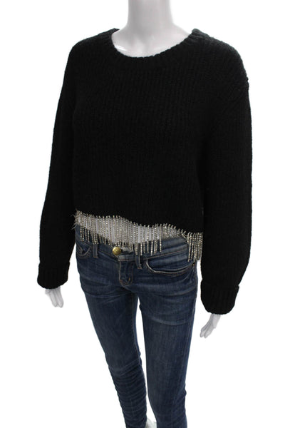 ASTR Women Pullover Sweater Black Crew Neck Long Sleeve Polyester Size M