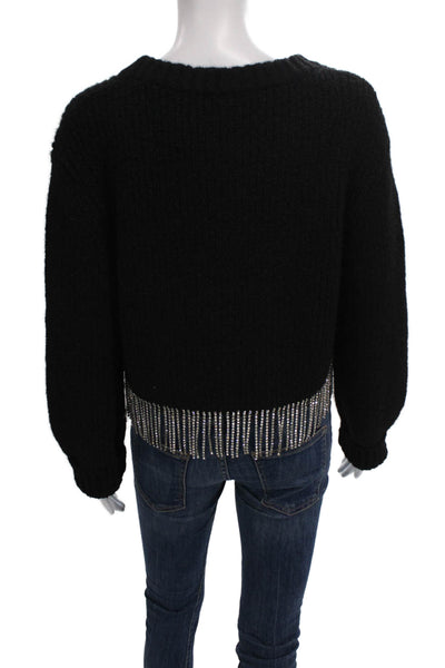 ASTR Women Pullover Sweater Black Crew Neck Long Sleeve Polyester Size M