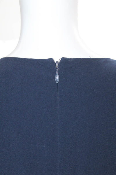 Halston Heritage Women Wrap Dress Blue V Neck 3/4 Sleeve Polyester Blend Size 6