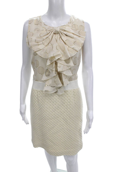 Kate Spade New York Womens Sheath Tweed Dress Ivory Sleeveless Size 8