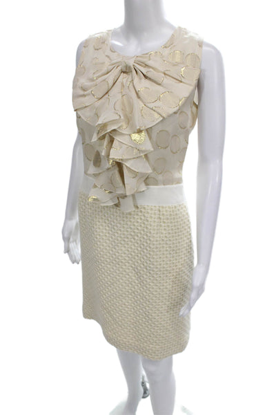 Kate Spade New York Womens Sheath Tweed Dress Ivory Sleeveless Size 8