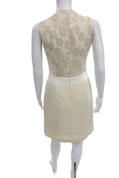 Kate Spade New York Womens Sheath Tweed Dress Ivory Sleeveless Size 8