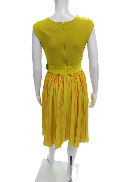 Sachin & Babi Womens Fit & Flare Yellow Striped V-Neck Dress Size S