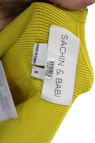 Sachin & Babi Womens Fit & Flare Yellow Striped V-Neck Dress Size S