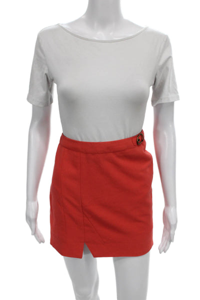 Lavand Womens Orange Mini Skirt Zip Short Polyester Size M