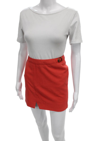 Lavand Womens Orange Mini Skirt Zip Short Polyester Size M