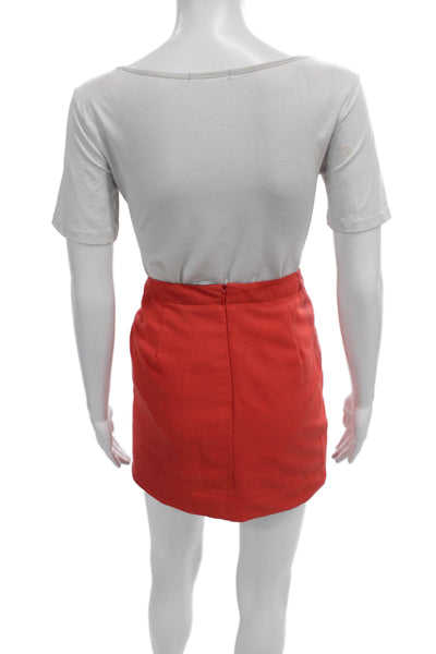 Lavand Womens Orange Mini Skirt Zip Short Polyester Size M